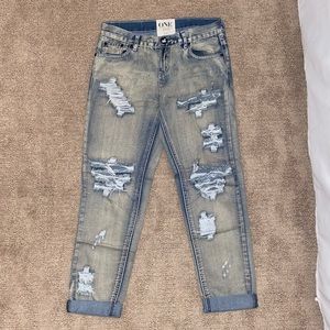 ONETEASPOON Baggy acid wash style jeans